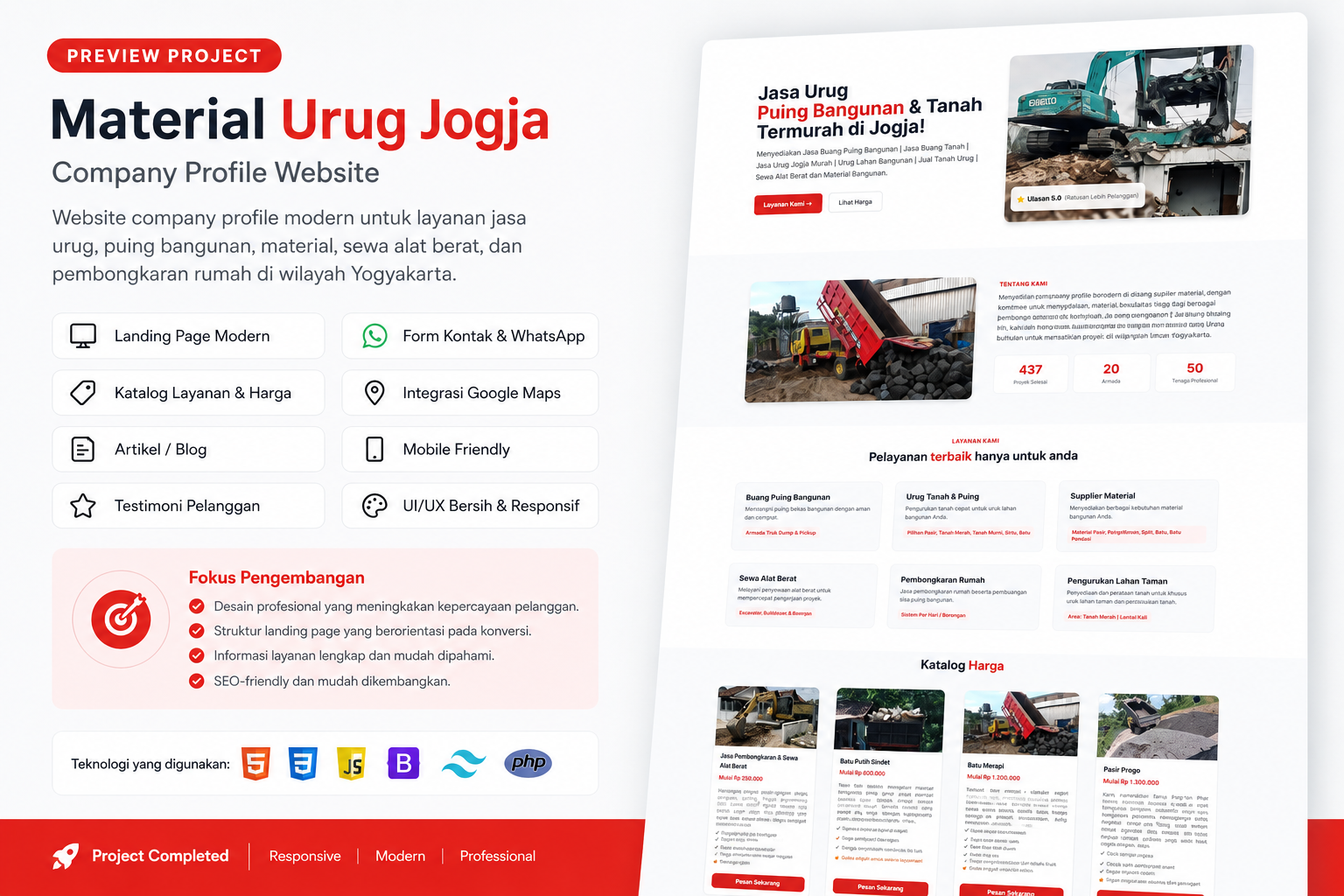 Screenshot Website Company Profile Material Urug Jogja
